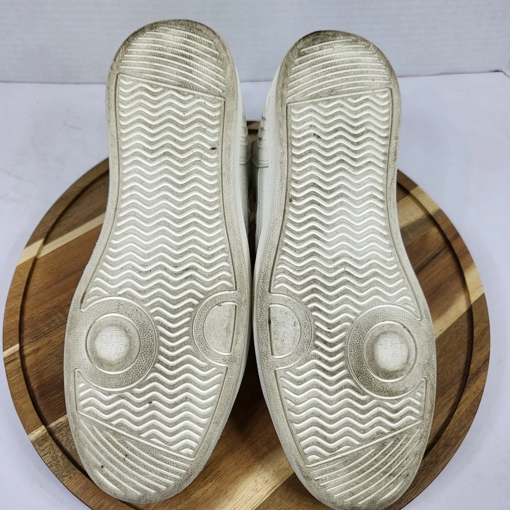 Tory Burch Sneakers Womens 5.5 White Excellent Leather Low Top Logo 152959